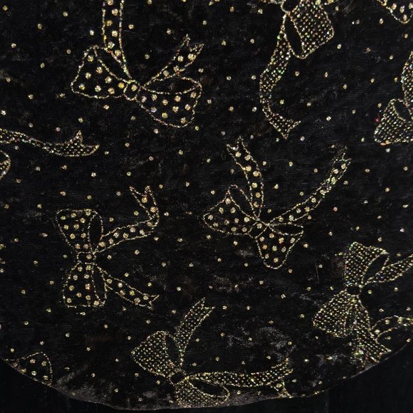 Vintage Scott McClintock Velvet Dress Puff Sleeve Gold Bow Print MOB WIFE Prom - Picture 10 of 13